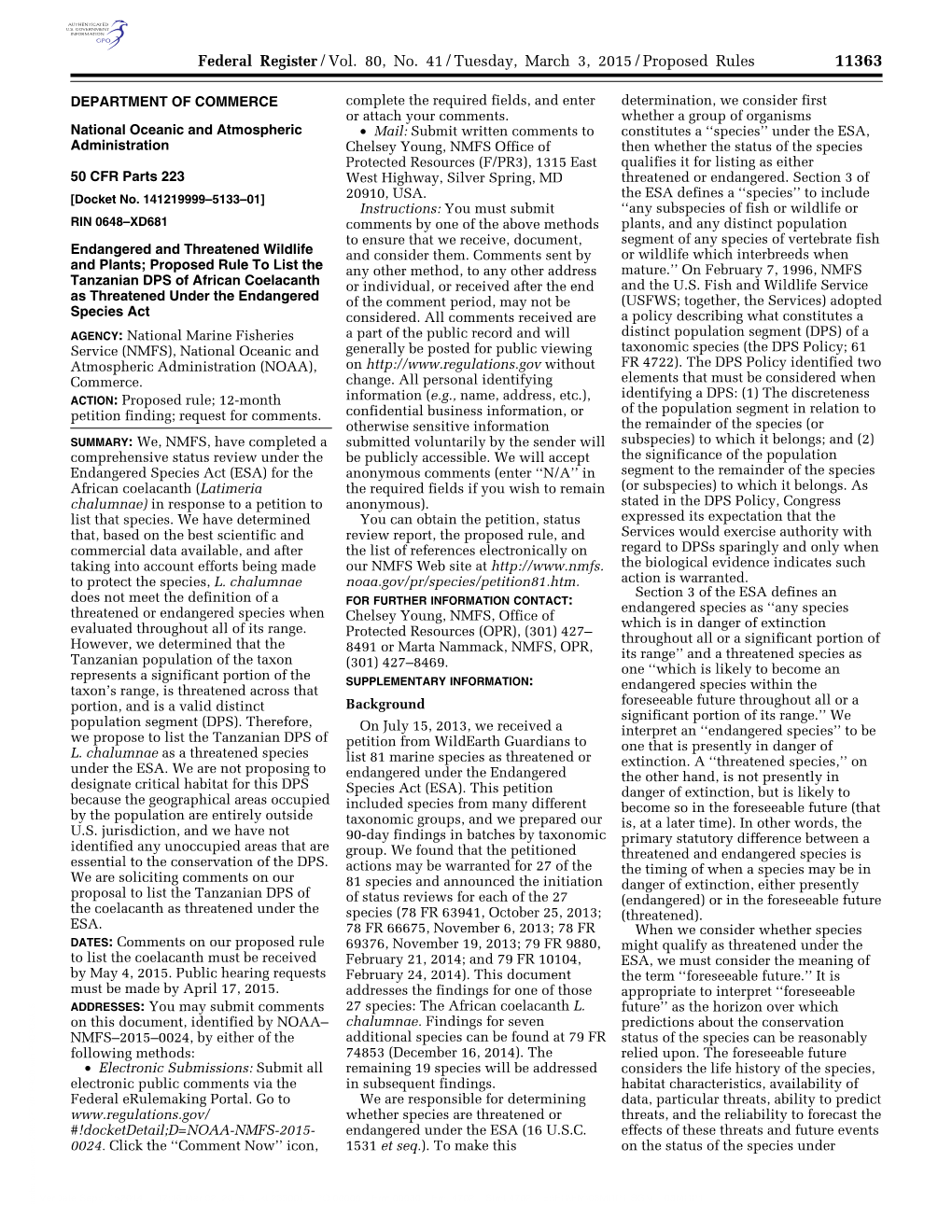 Federal Register/Vol. 80, No. 41/Tuesday, March 3, 2015