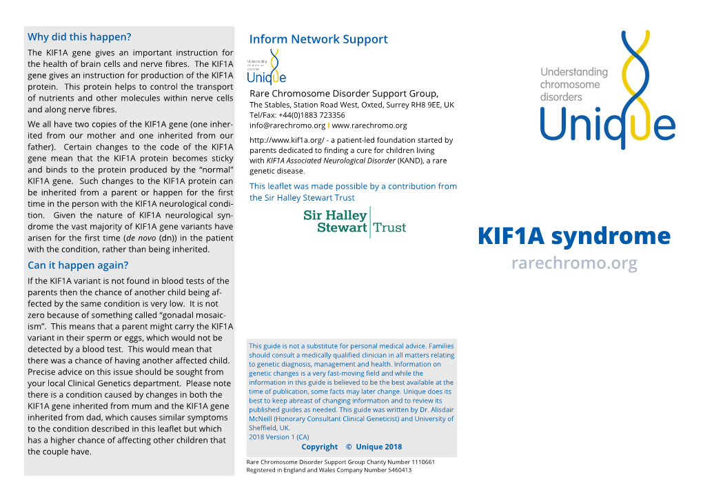 KIF1A Syndrome with the Condition, Rather Than Being Inherited