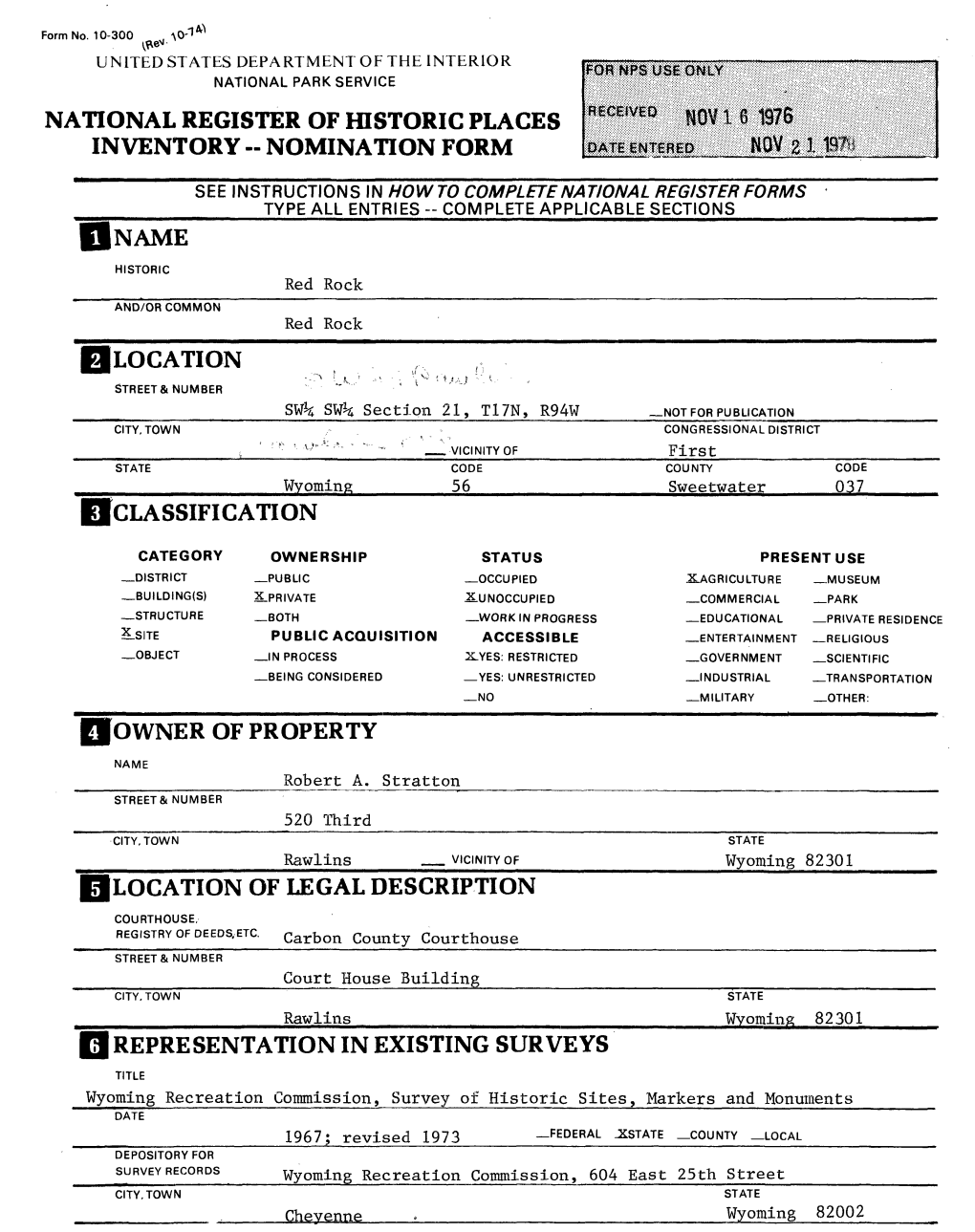 National Register of Historic Places Inventory - Nomination Form