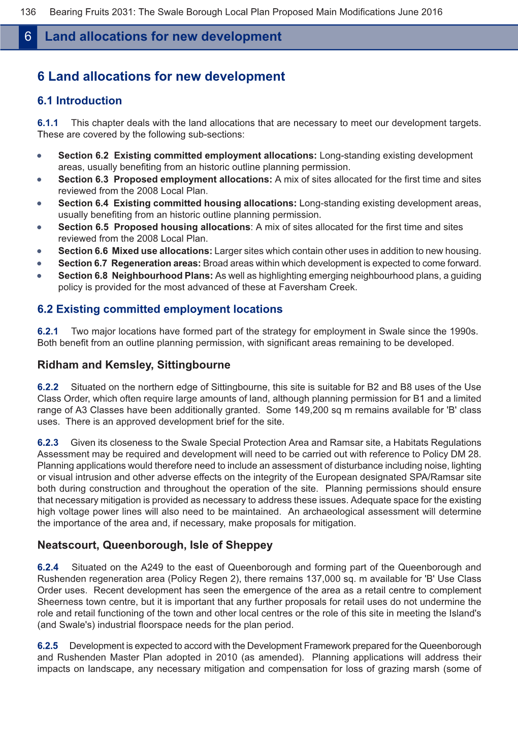 The Swale Borough Local Plan Proposed Main Modifications June 2016