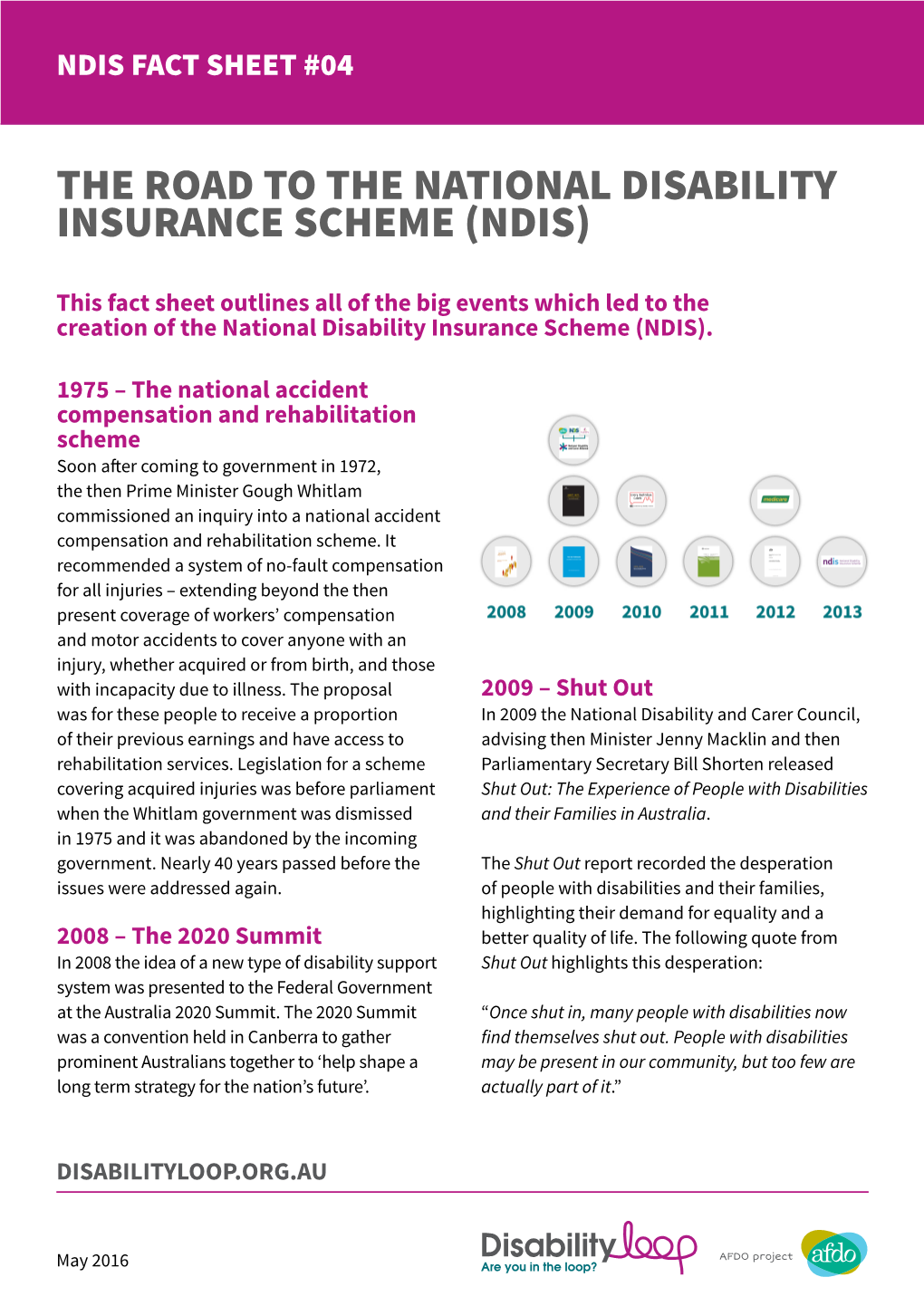 The Road to the National Disability Insurance Scheme (Ndis)