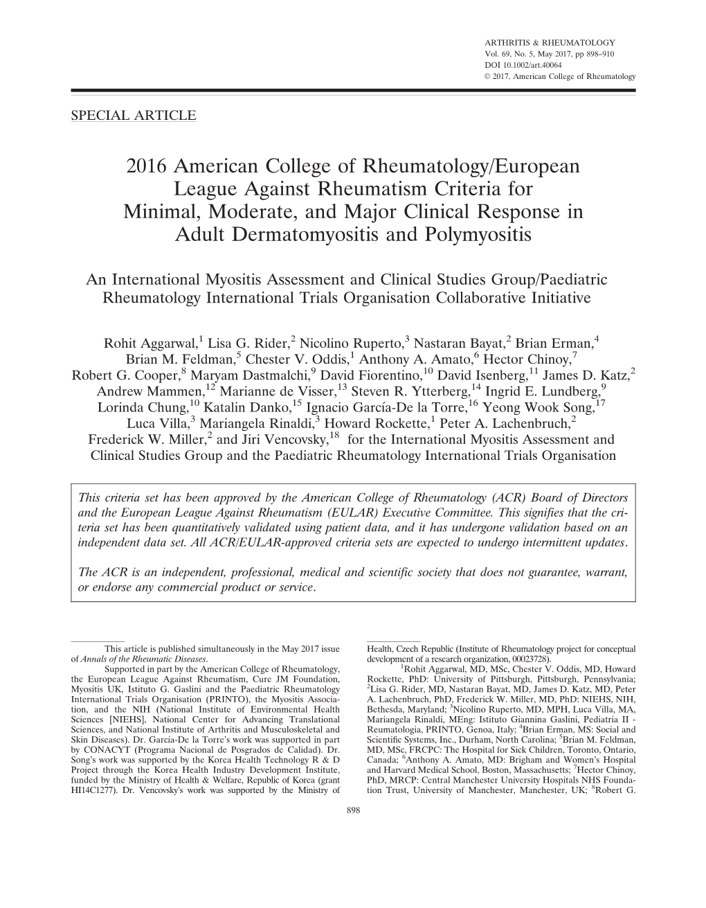 2016 American College of Rheumatology/European League