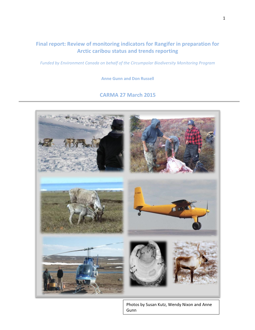 Final Report: Review of Monitoring Indicators for Rangifer in Preparation for Arctic Caribou Status and Trends Reporting