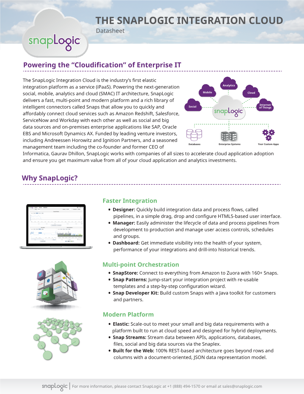 THE SNAPLOGIC INTEGRATION CLOUD Datasheet