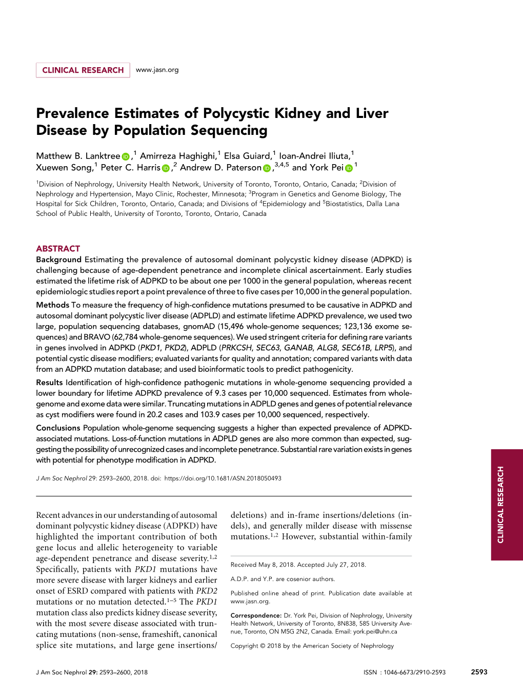 Prevalence Estimates of Polycystic Kidney and Liver Disease by Population Sequencing