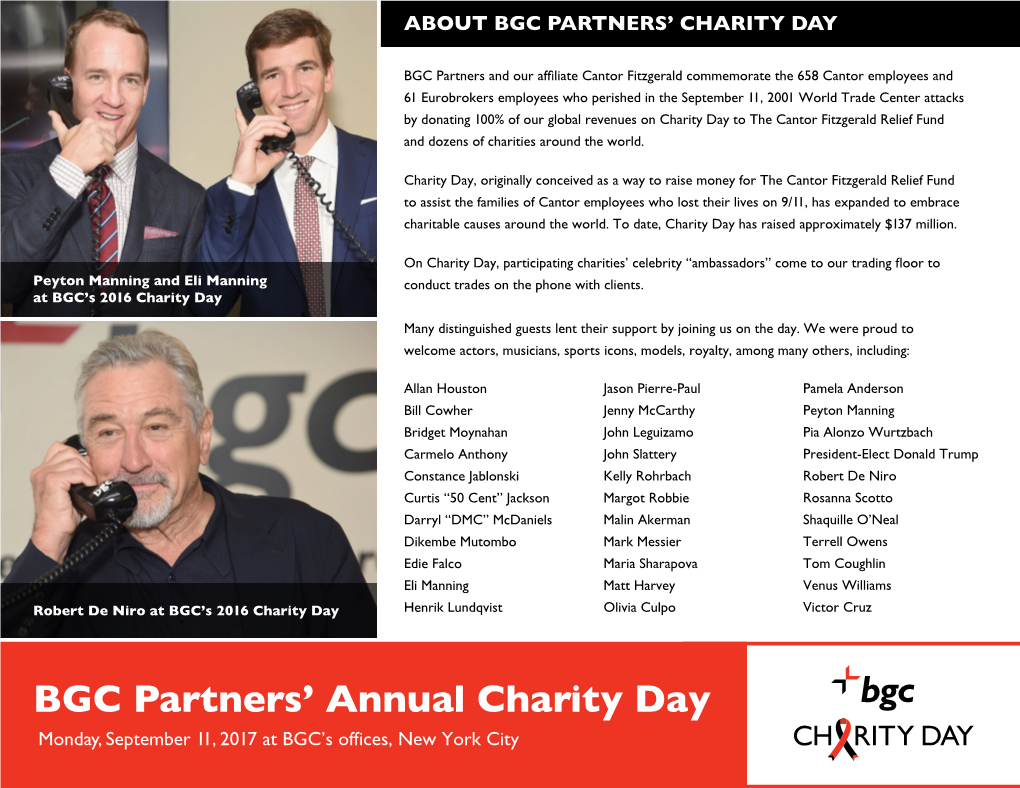 BGC Partners' Annual Charity