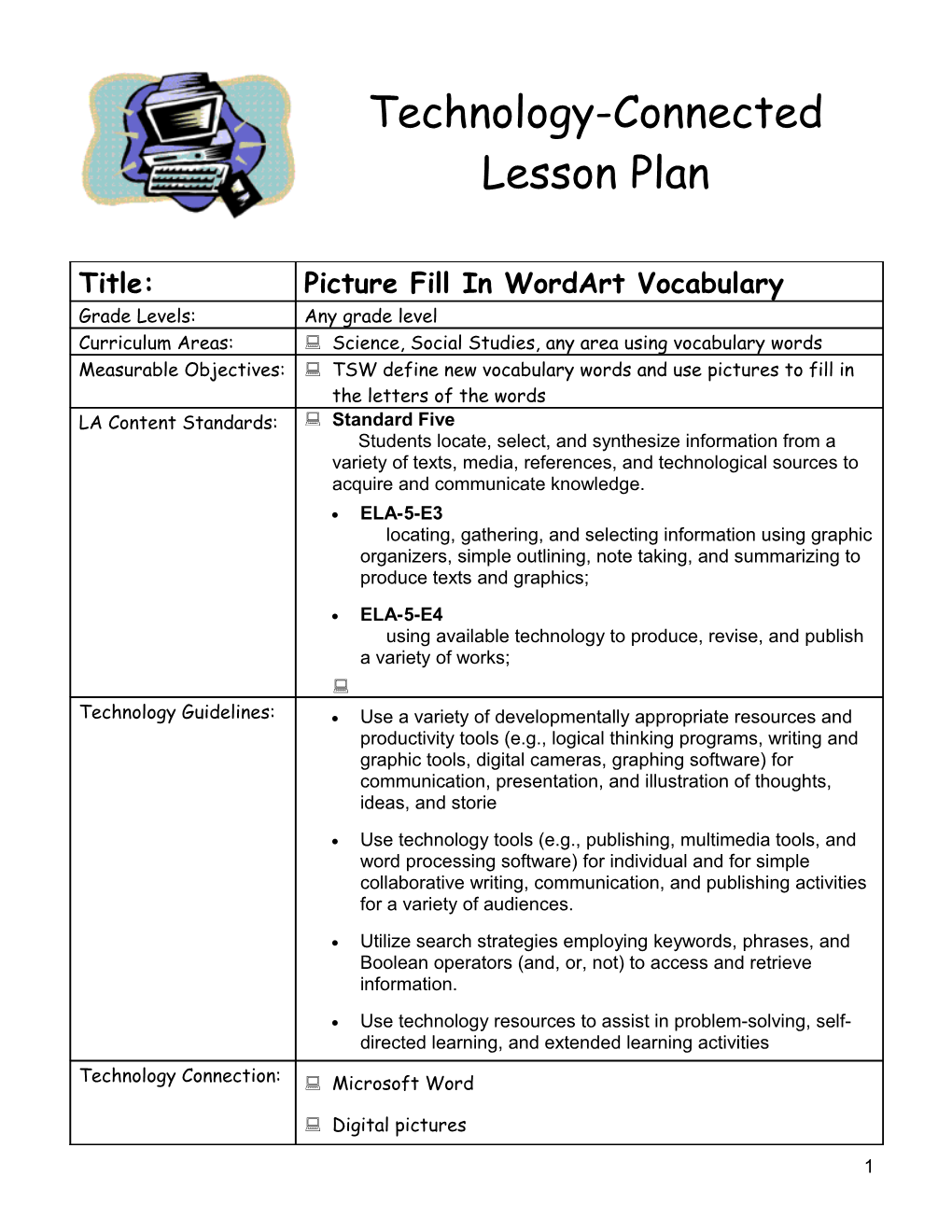 Technology-Connected Lesson Plan s4