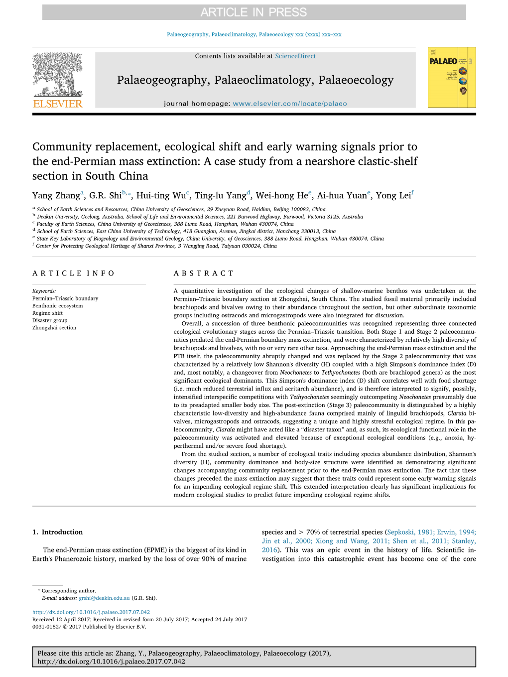 Community Replacement, Ecological Shift and Early Warning Signals Prior