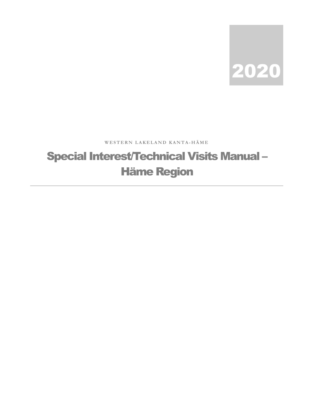 Special Interest/Technical Visits Manual – Häme Region