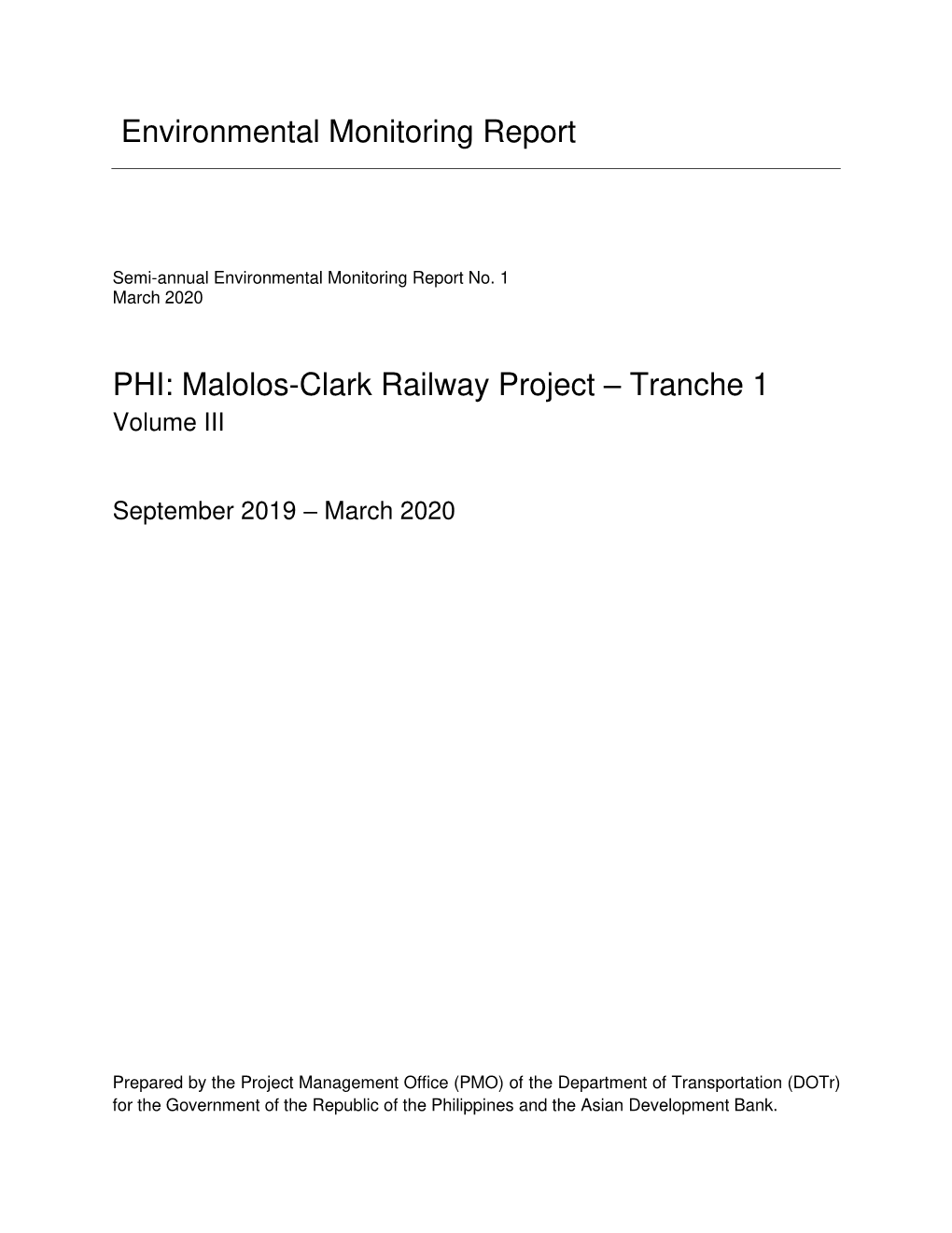 Malolos-Clark Railway Project – Tranche 1 Volume III