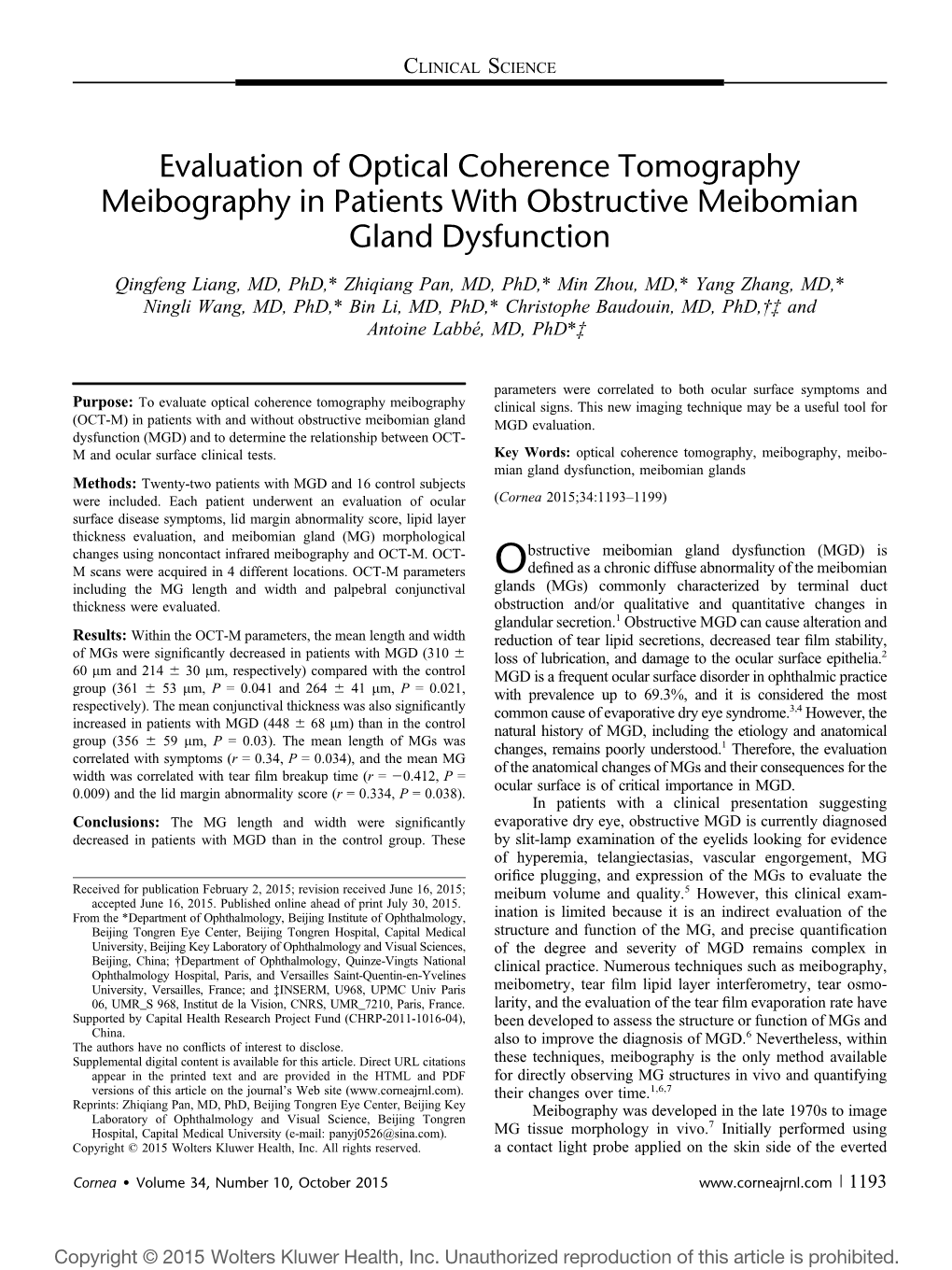 Evaluation of Optical Coherence Tomography Meibography in Patients with Obstructive Meibomian Gland Dysfunction