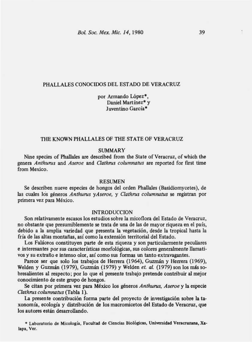 The Known Phallales of the State of Veracruz Summary