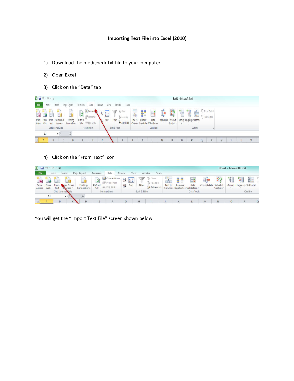 Importing Text File Into Excel (2010)