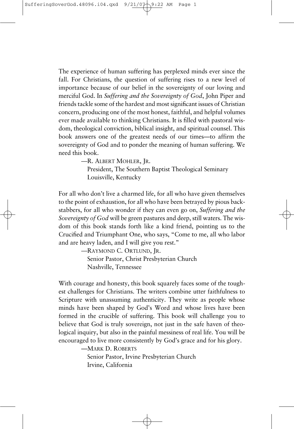 Suffering and the Sovereignty of God (.Pdf Book)