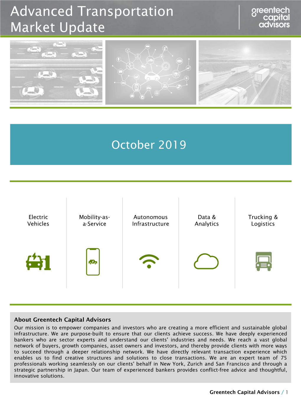October 2019 Advanced Transportation Monthly Update