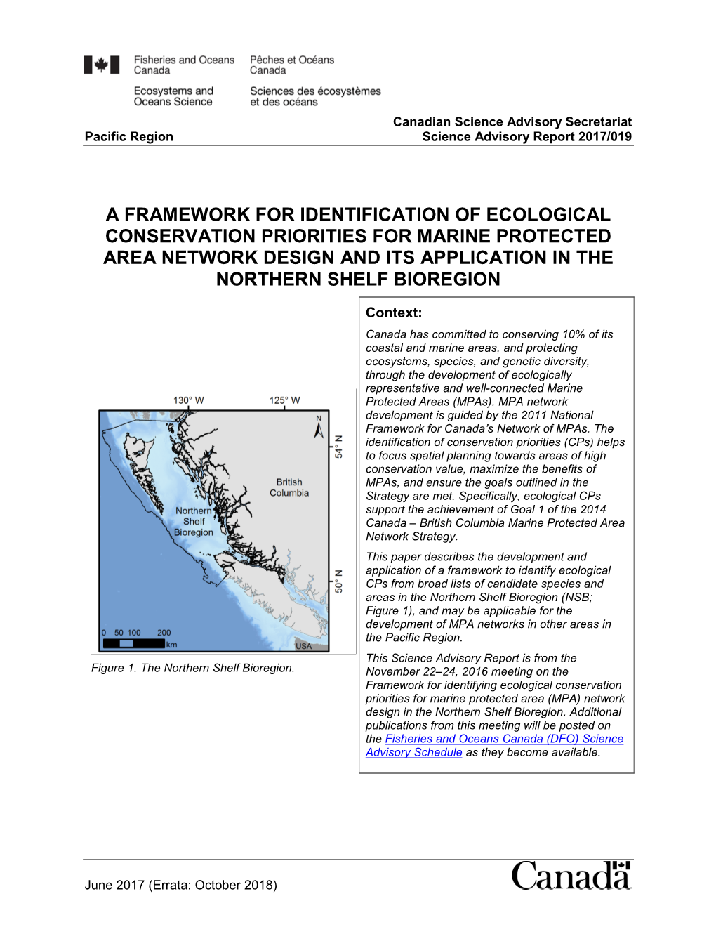 Framework for Identification of Ecological Conservation Priorities for Marine Protected Area Network Design and Its Application in the Northern Shelf Bioregion