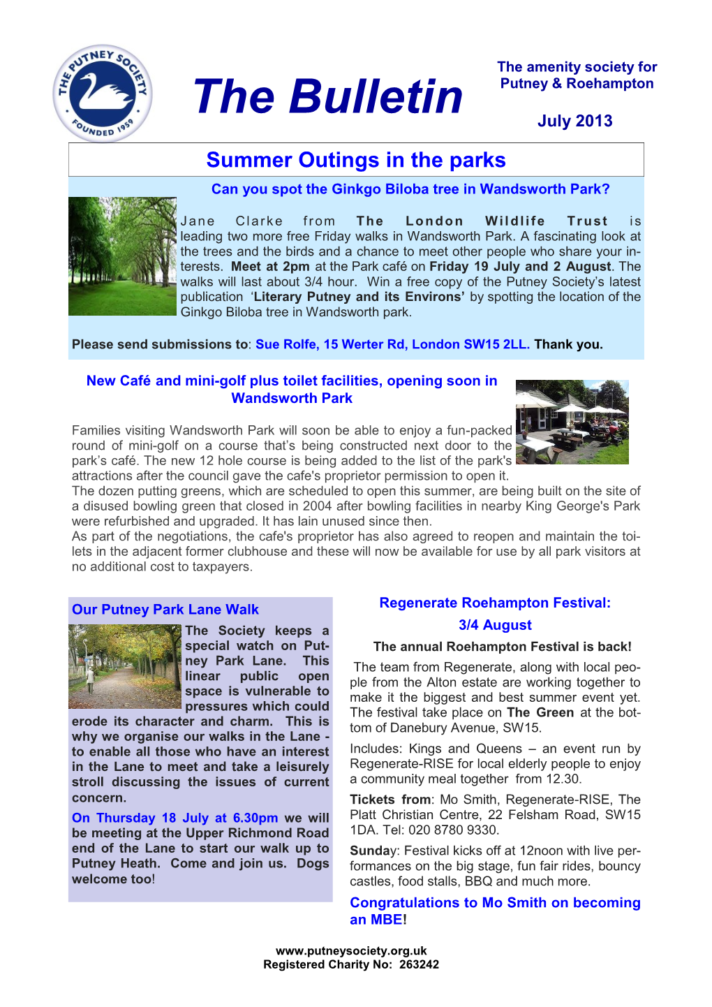 The Bulletin July 2013 Summer Outings in the Parks Can You Spot the Ginkgo Biloba Tree in Wandsworth Park?