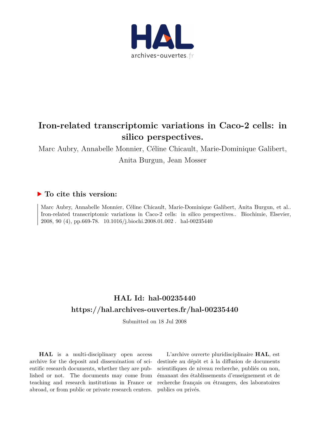 Iron-Related Transcriptomic Variations in Caco-2 Cells: in Silico Perspectives