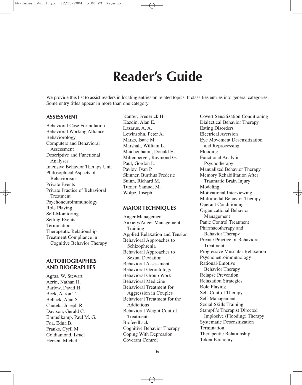 Reader's Guide