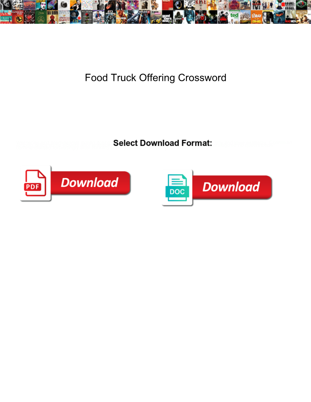 Food Truck Offering Crossword