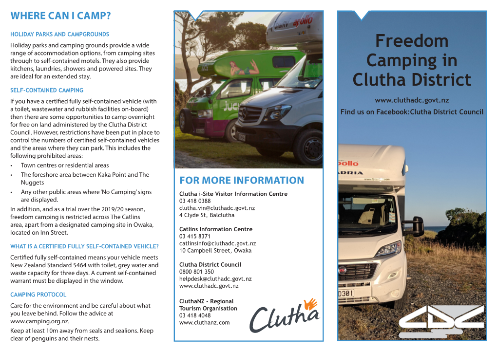 Freedom Camping in Clutha District