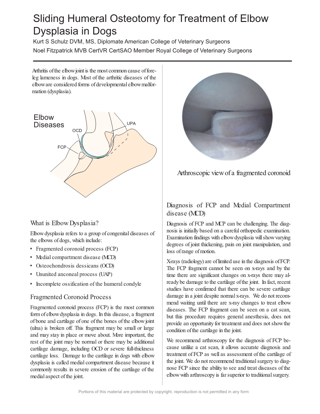 Sliding Humeral Osteotomy for Treatment of Elbow Dysplasia in Dogs