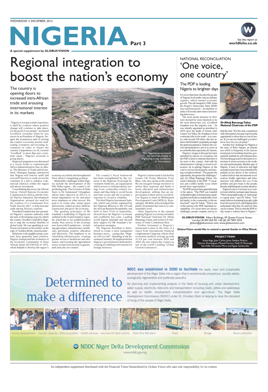 NIGERIA Part 3 Worldfolio.Co.Uk a Special Supplement by GLOBUS VISION
