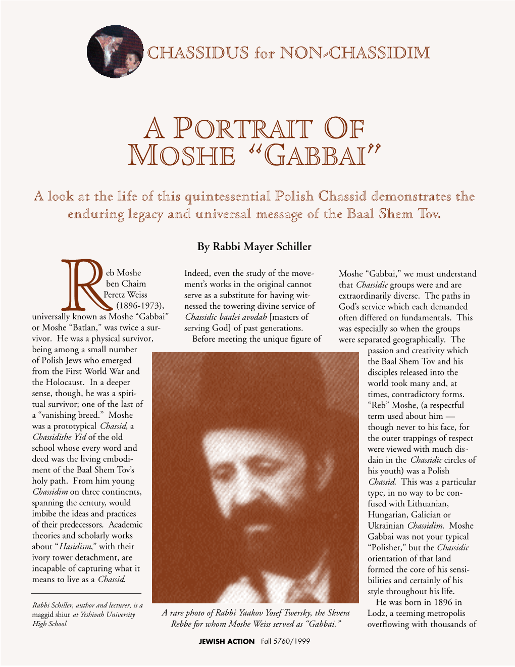 A Portrait of Moshe “Gabbai”