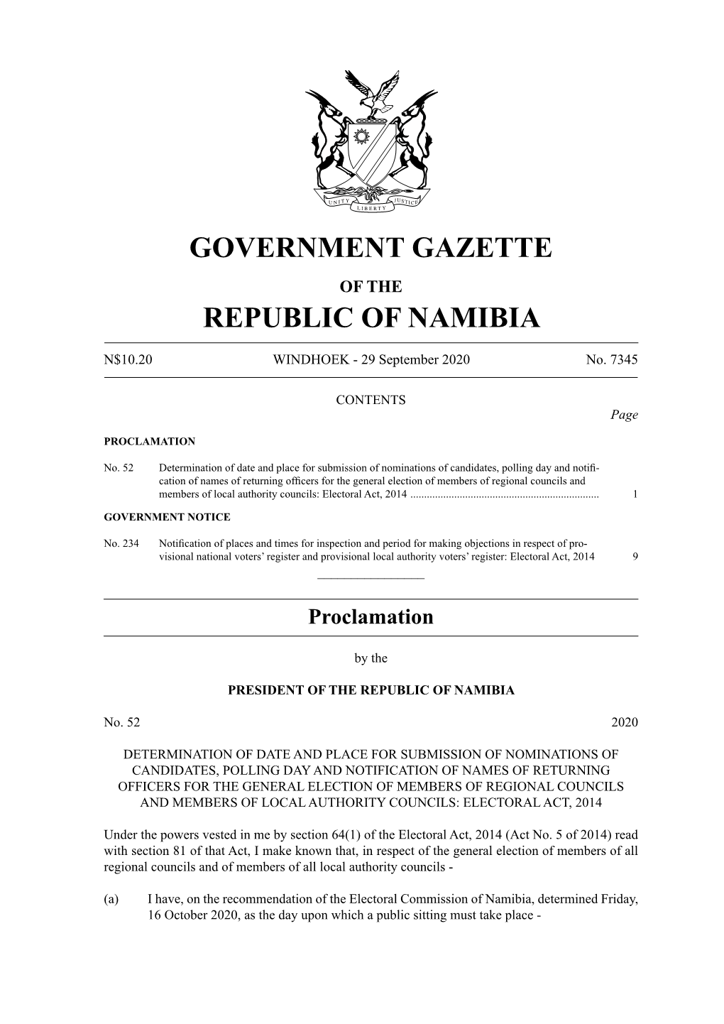 Government Gazette Republic of Namibia