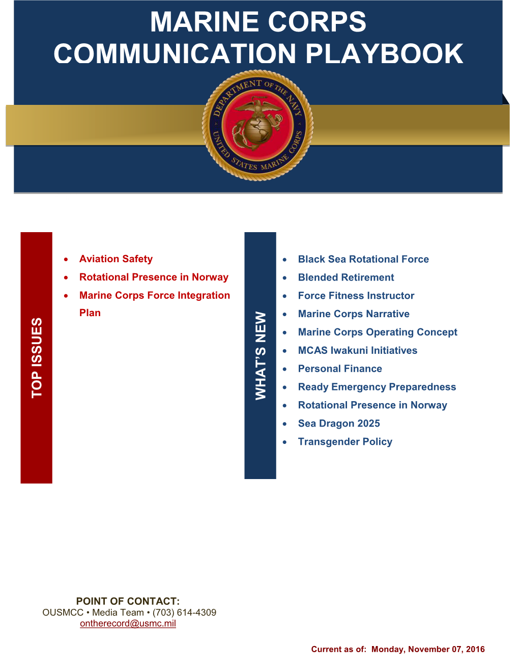 Marine Corps Communication Playbook