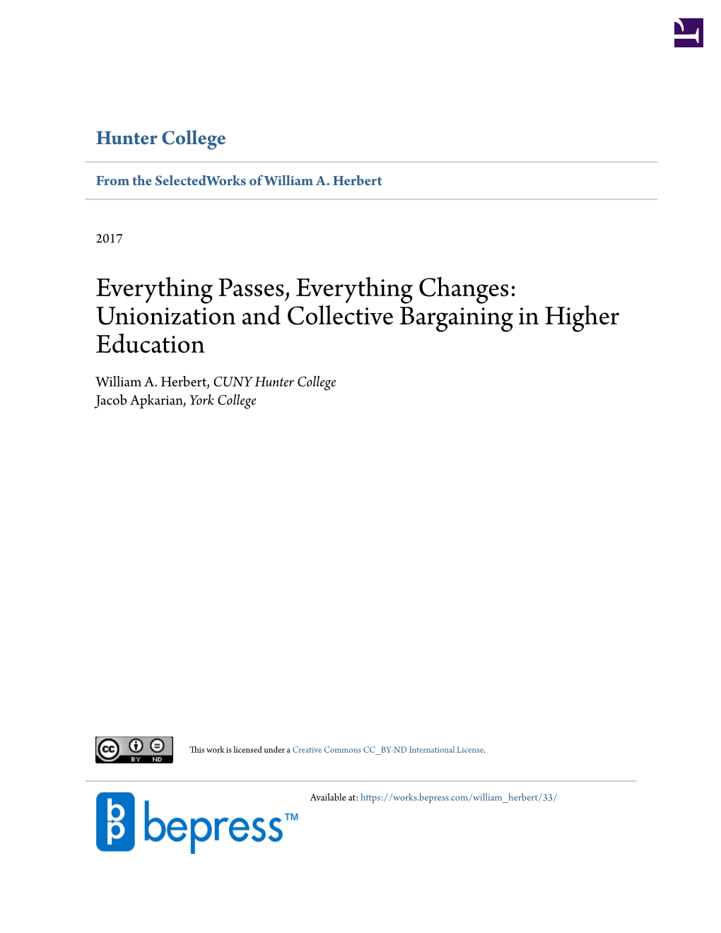Unionization and Collective Bargaining in Higher Education William A