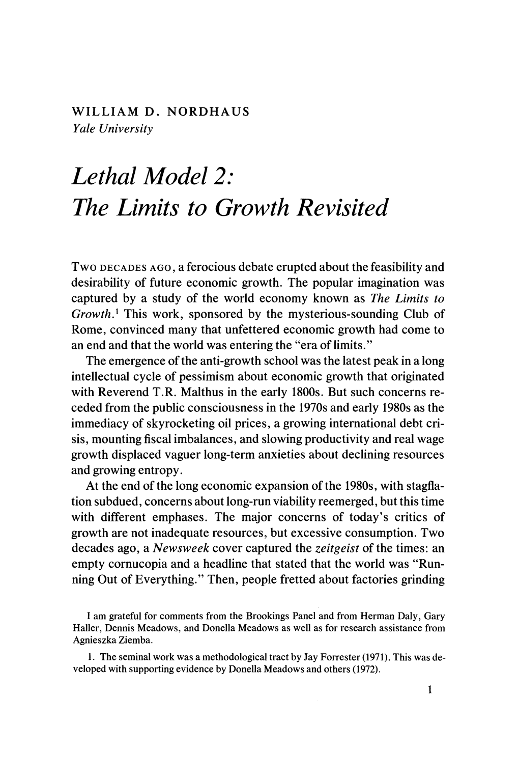 Lethal Model 2: the Limits to Growth Revisited