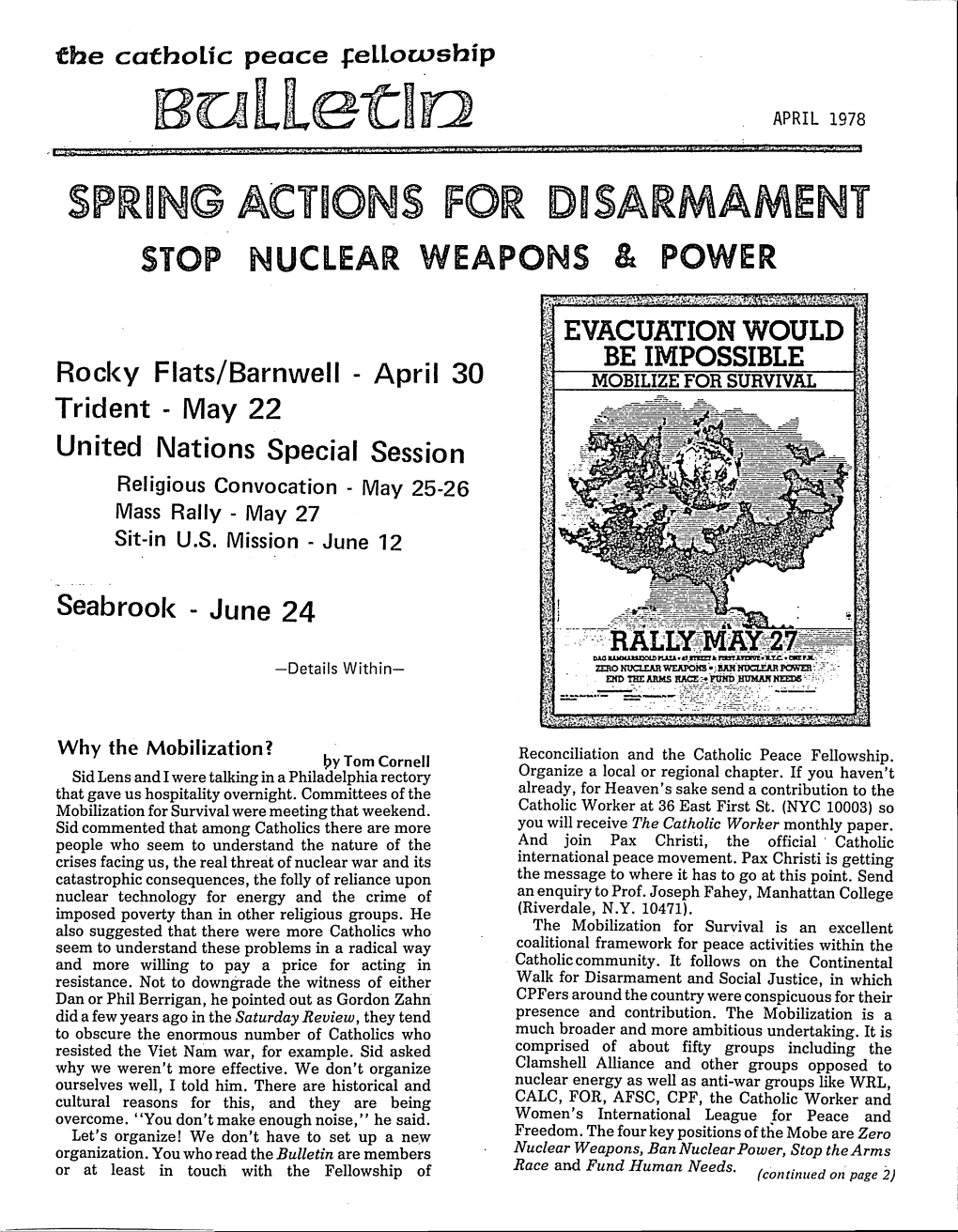 Catholic Peace Fellowship Bulletin, April 1978