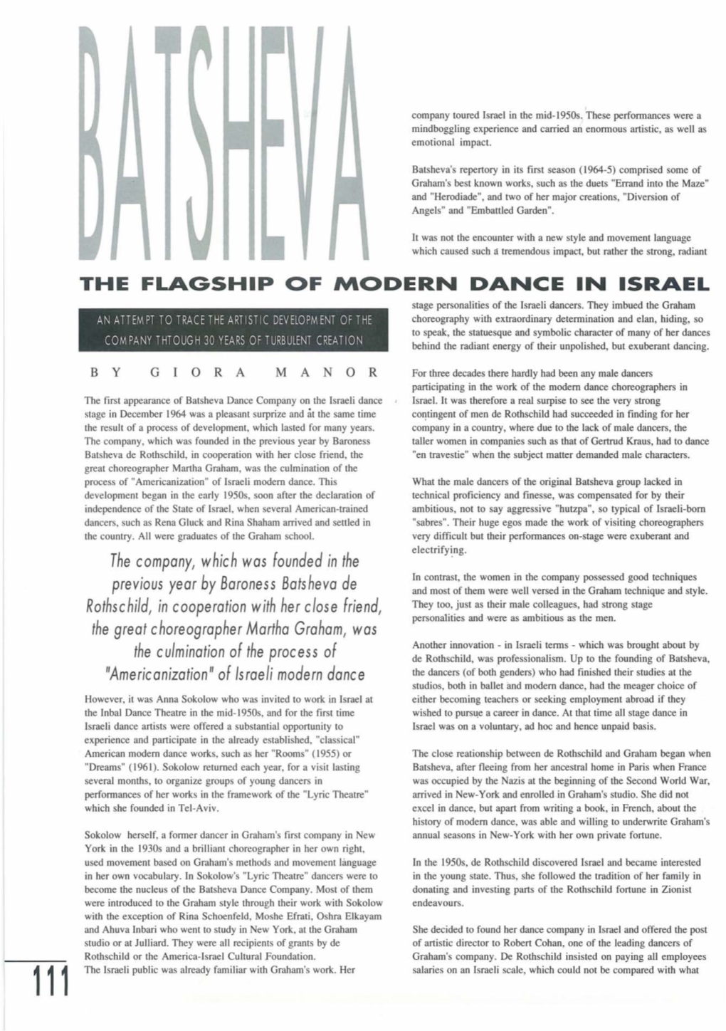 THE FLAGSHIP of MODERN DANCE in ISRAEL the Companyi Which