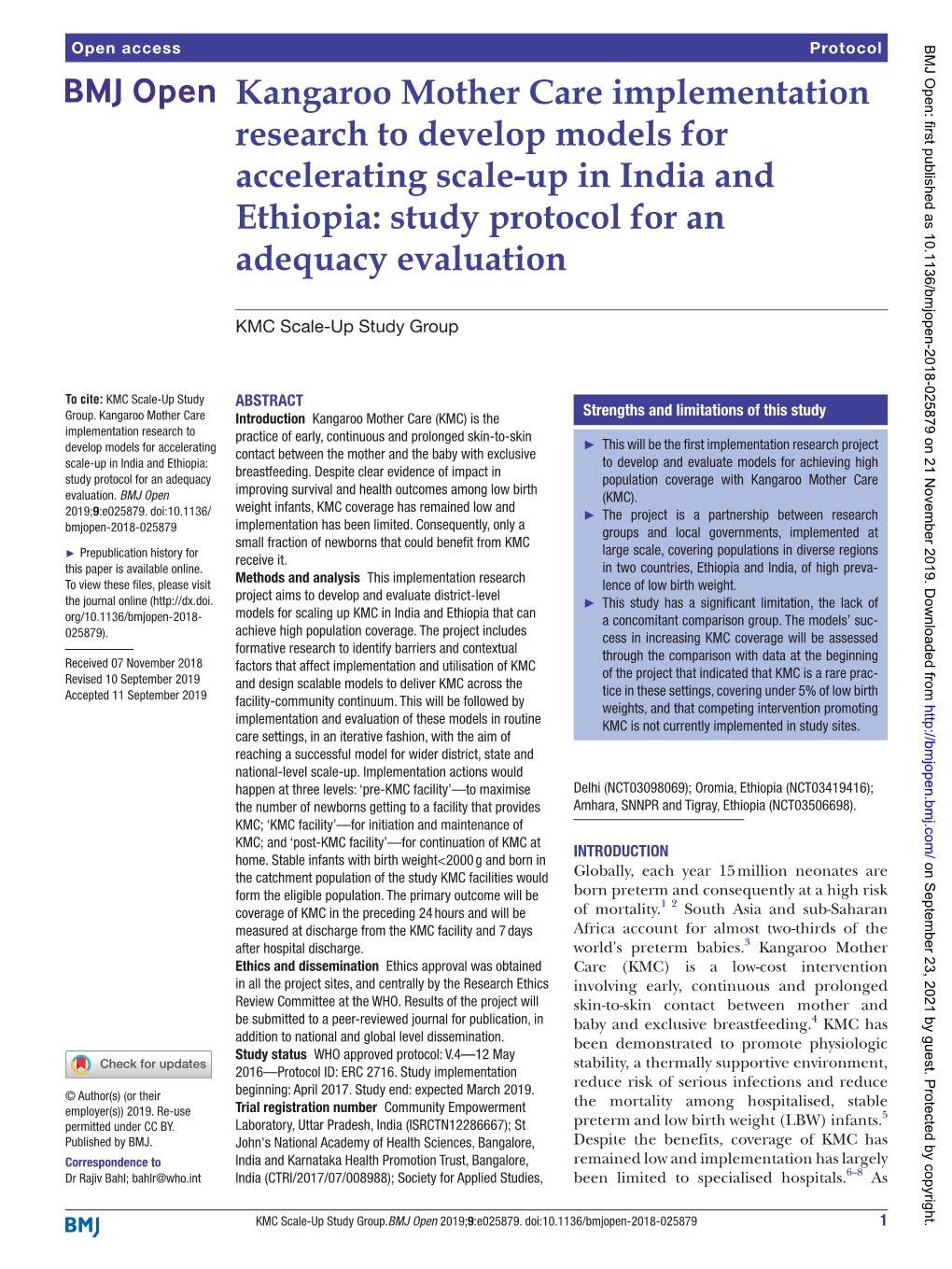 Up in India and Ethiopia: to Develop and Evaluate Models for Achieving High Breastfeeding