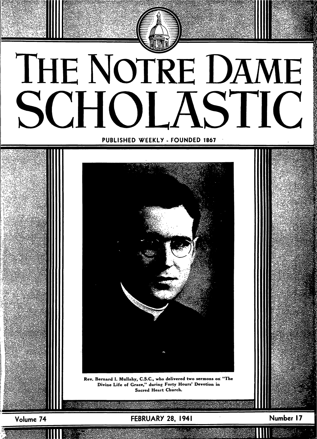 Notre Dame Scholastic Published Weekly - Founded 1867