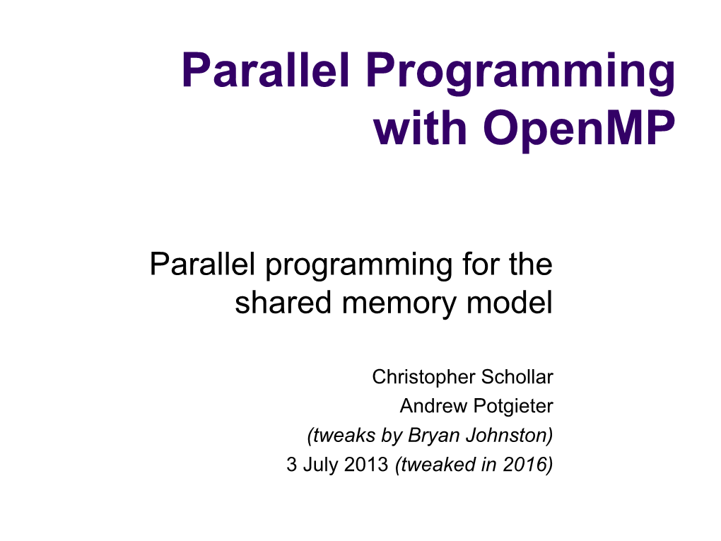Parallel Programming with Openmp