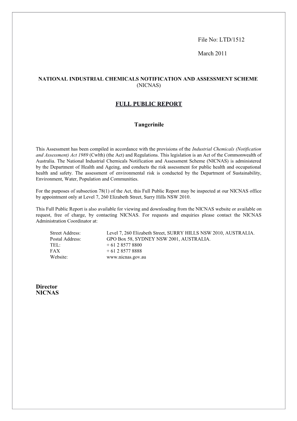 National Industrial Chemicals Notification and Assessment Scheme s37