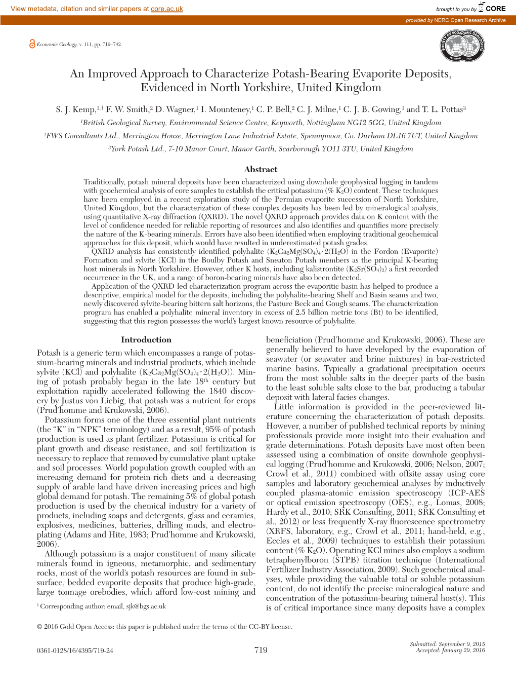 An Improved Approach to Characterize Potash-Bearing Evaporite Deposits, Evidenced in North Yorkshire, United Kingdom