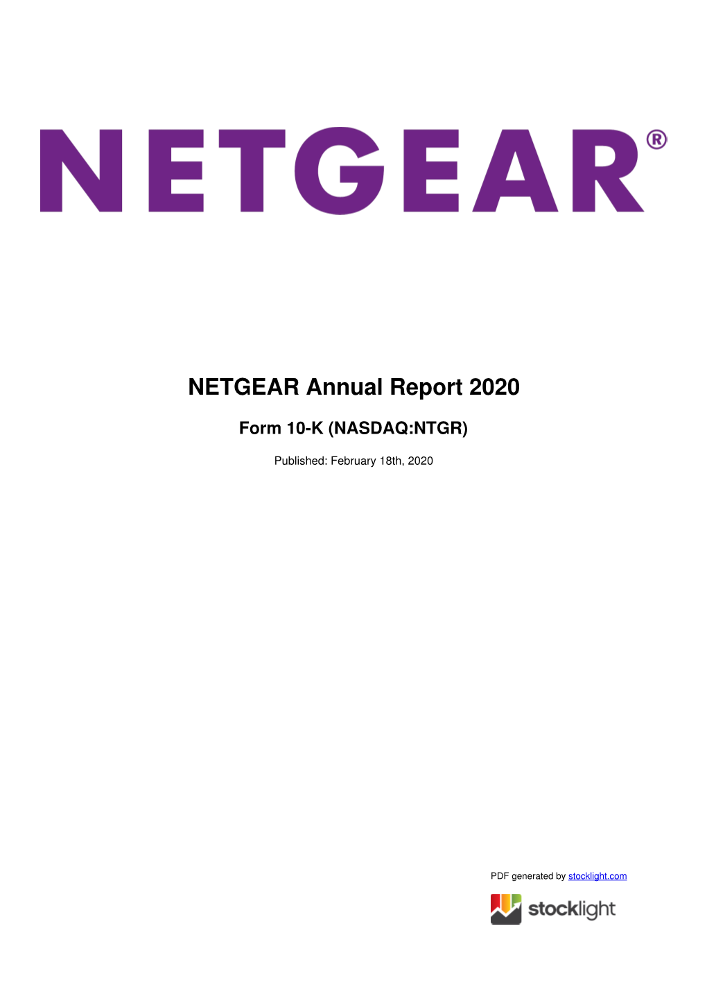 NETGEAR Annual Report 2020
