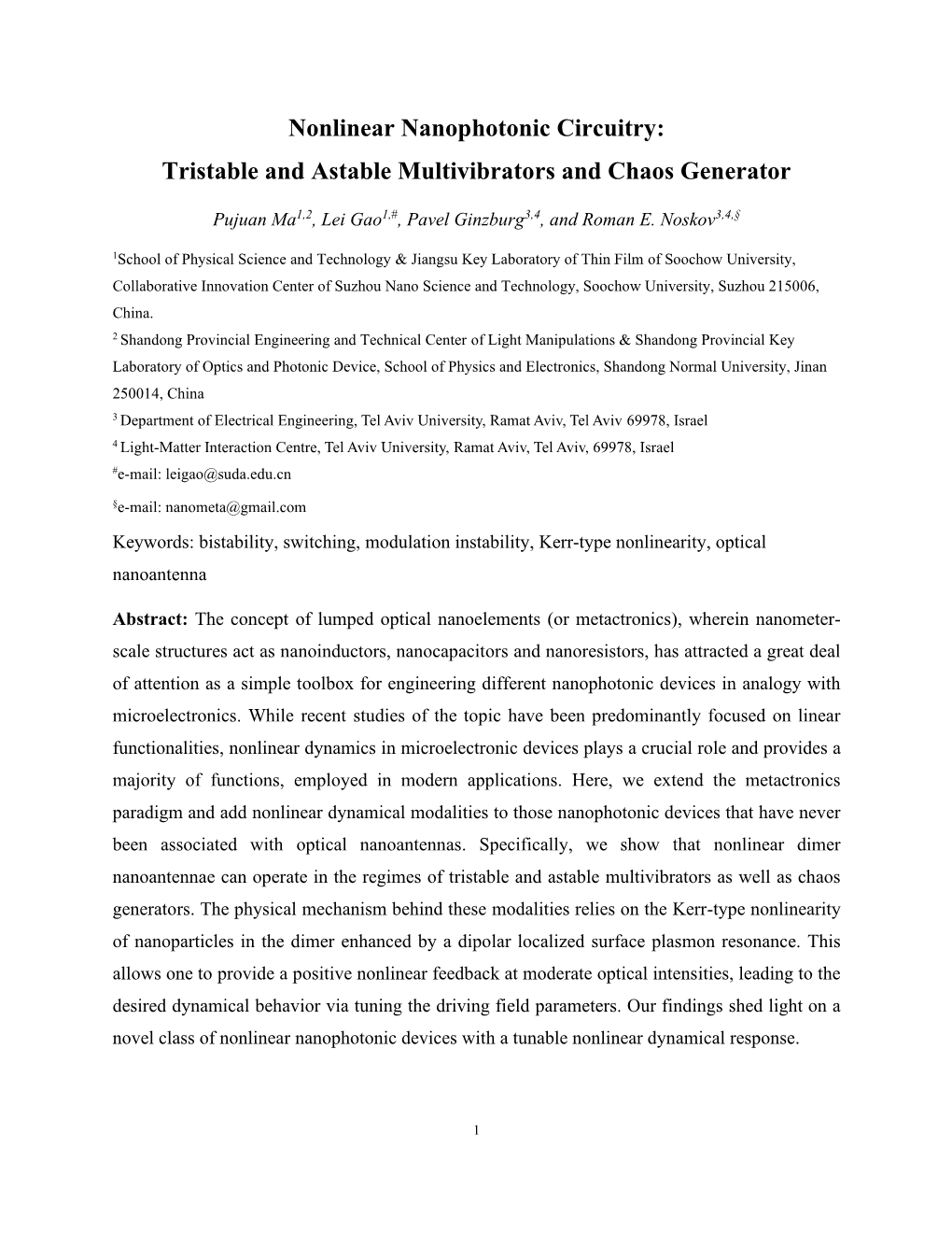 Tristable and Astable Multivibrators and Chaos Generator