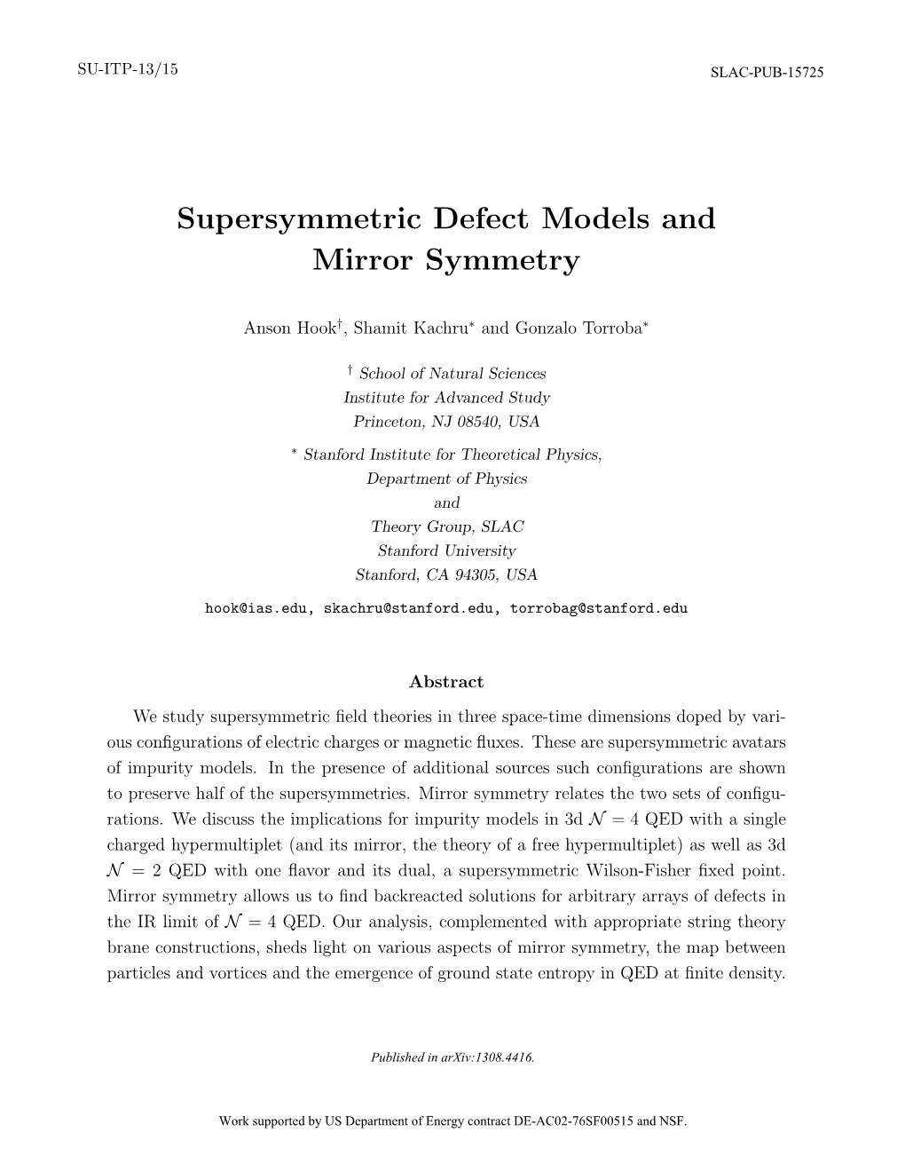 Supersymmetric Defect Models and Mirror Symmetry