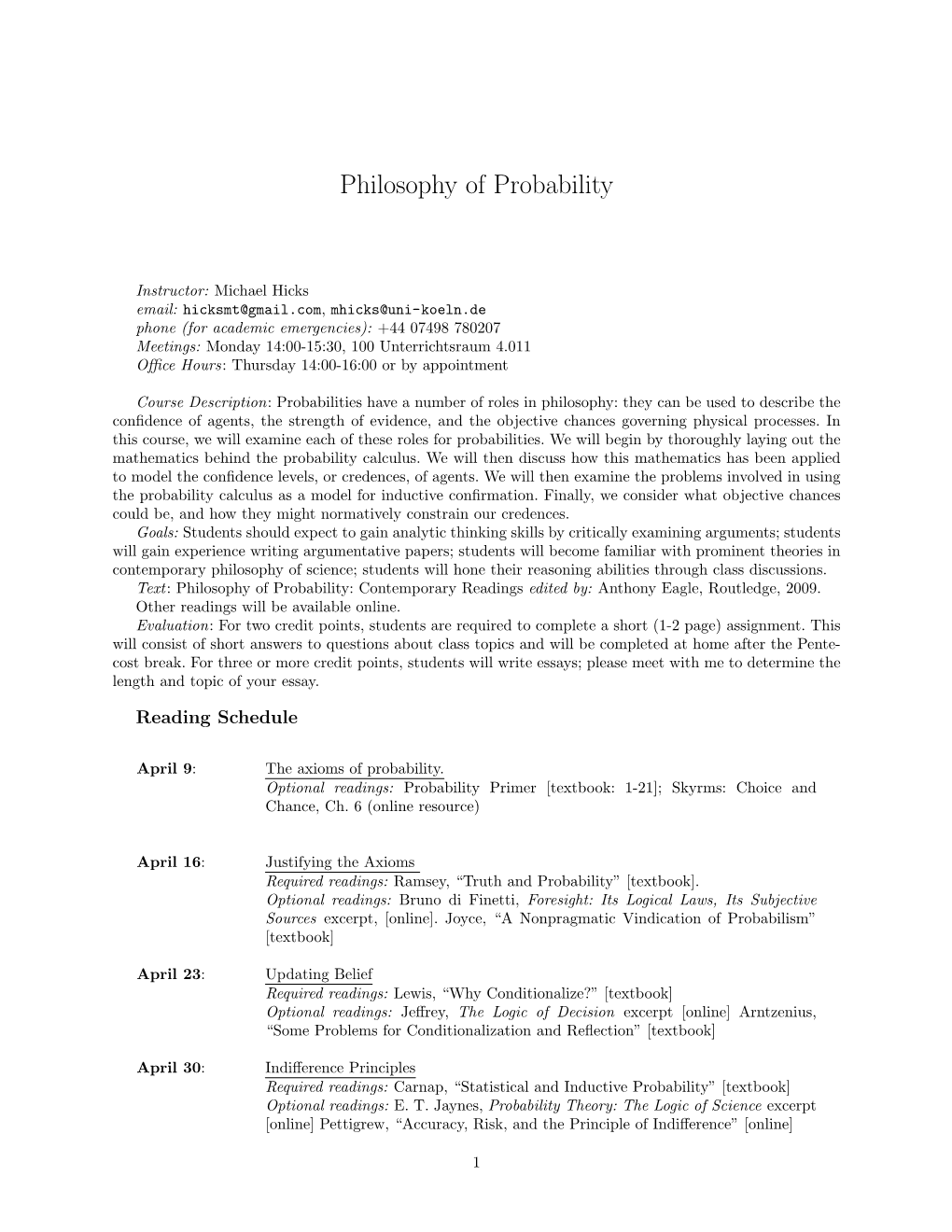 Philosophy of Probability