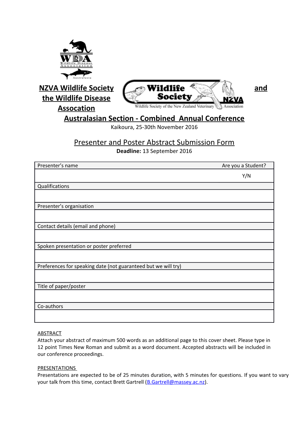 NZVA Wildlife Society Annual Conference