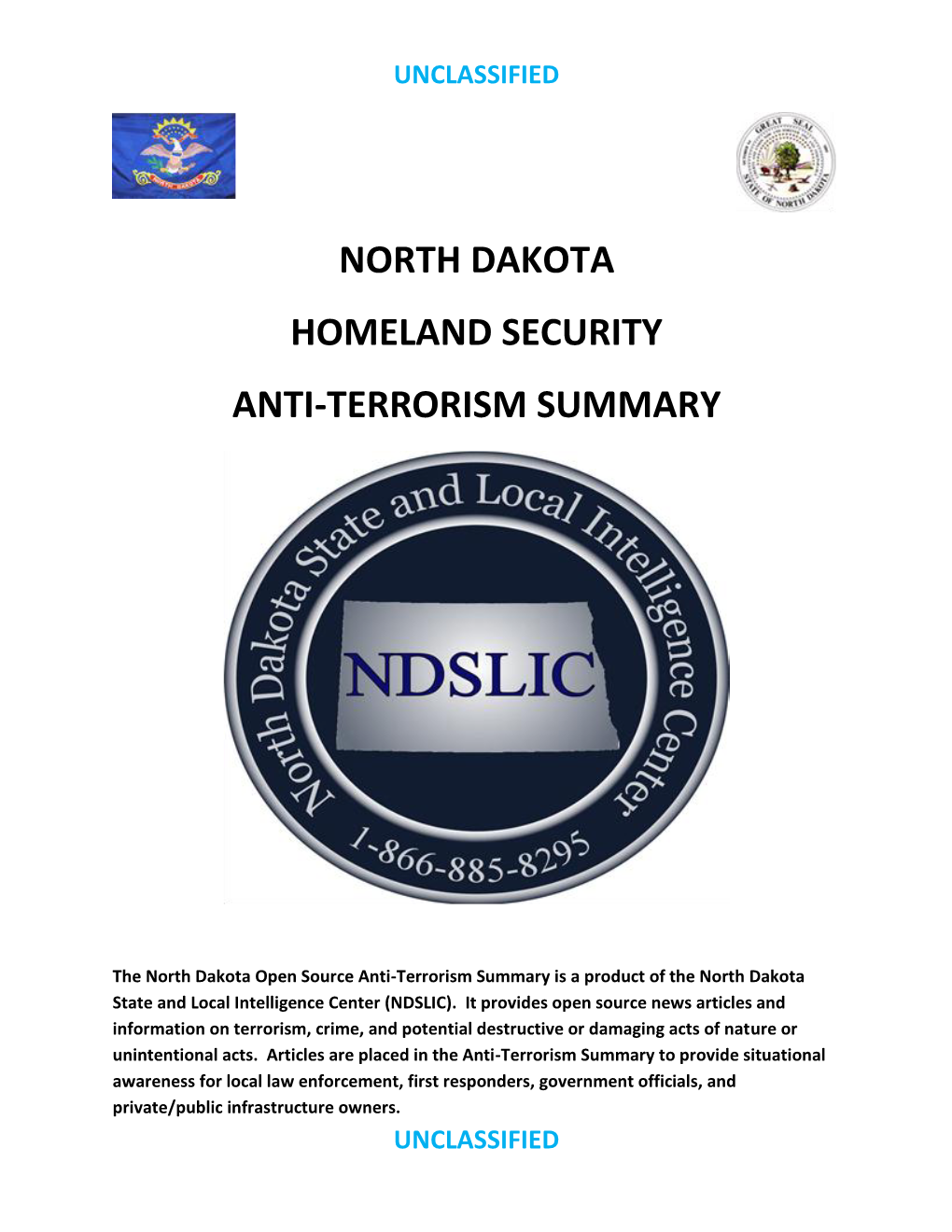 North Dakota Homeland Security Anti-Terrorism Summary