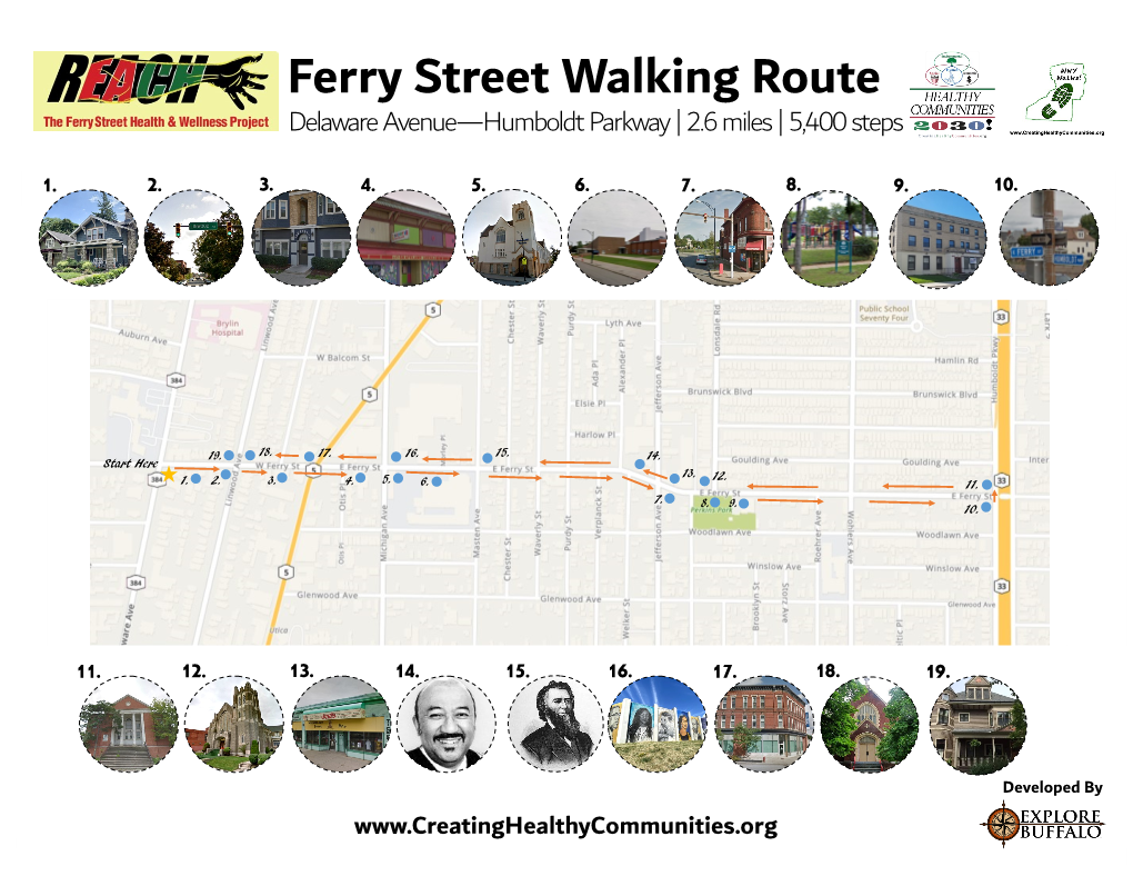 Ferry Street Walking Route Delaware Avenue—Humboldt Parkway | 2.6 Miles | 5,400 Steps