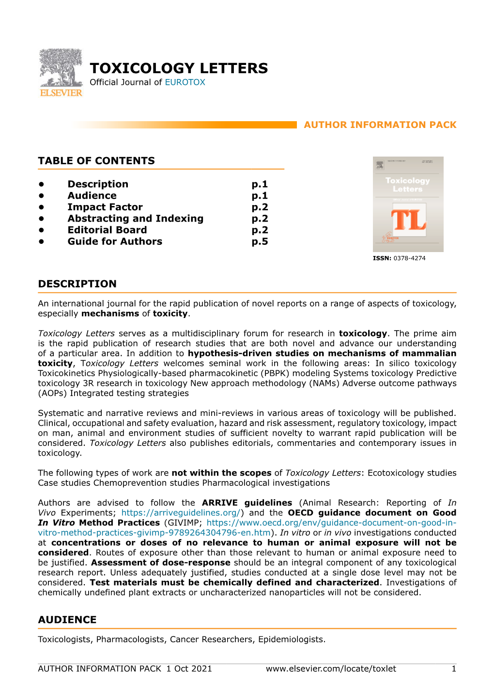 TOXICOLOGY LETTERS Official Journal of EUROTOX