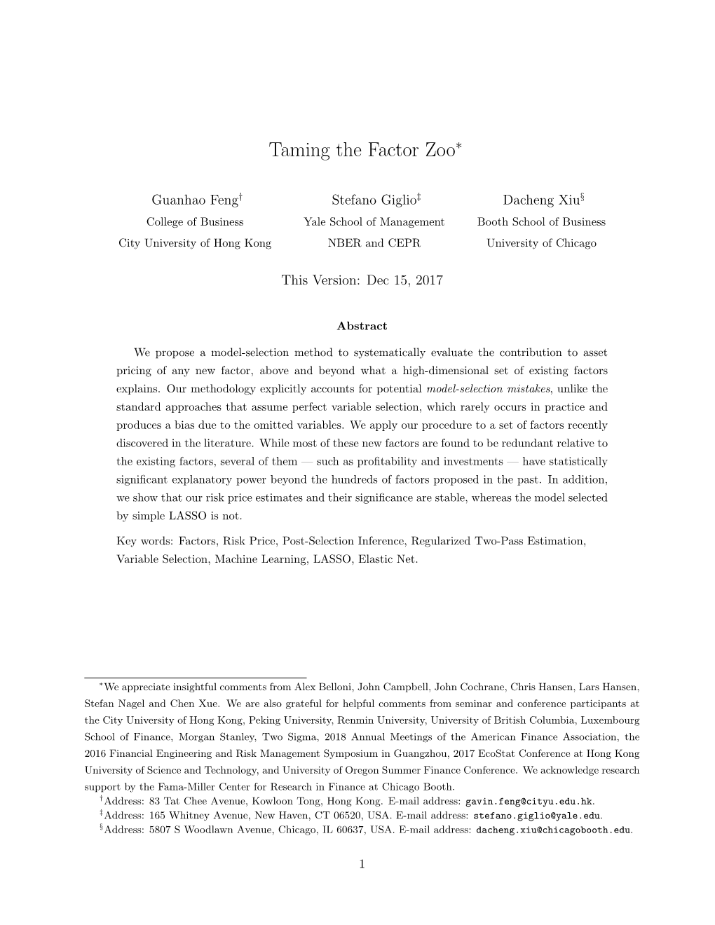 Taming the Factor Zoo∗