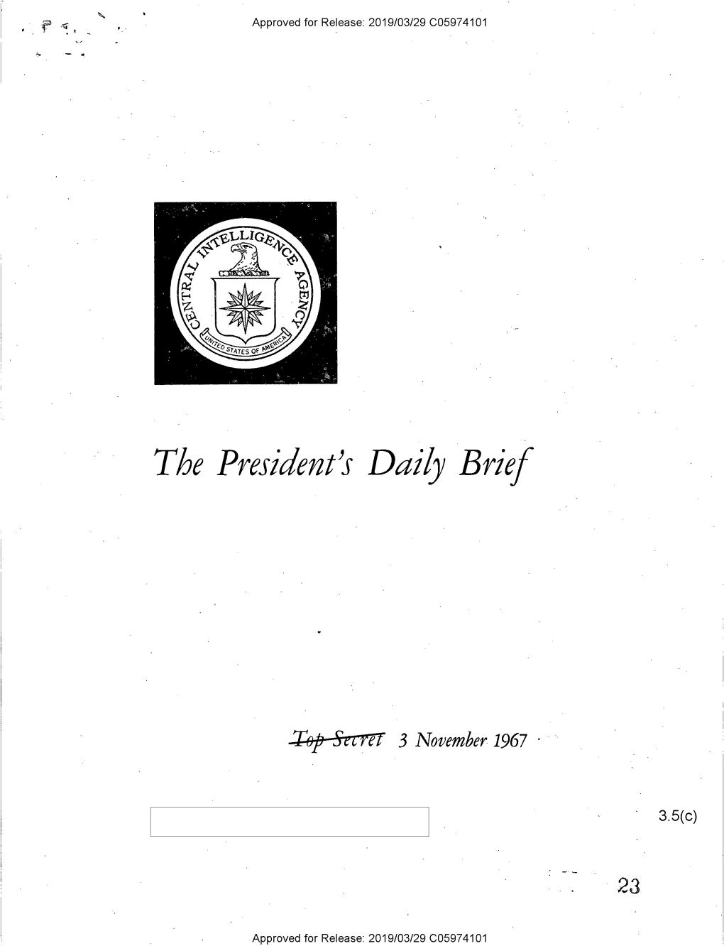 President's Daily Brief/ Special Daily Report, 3 November 1967