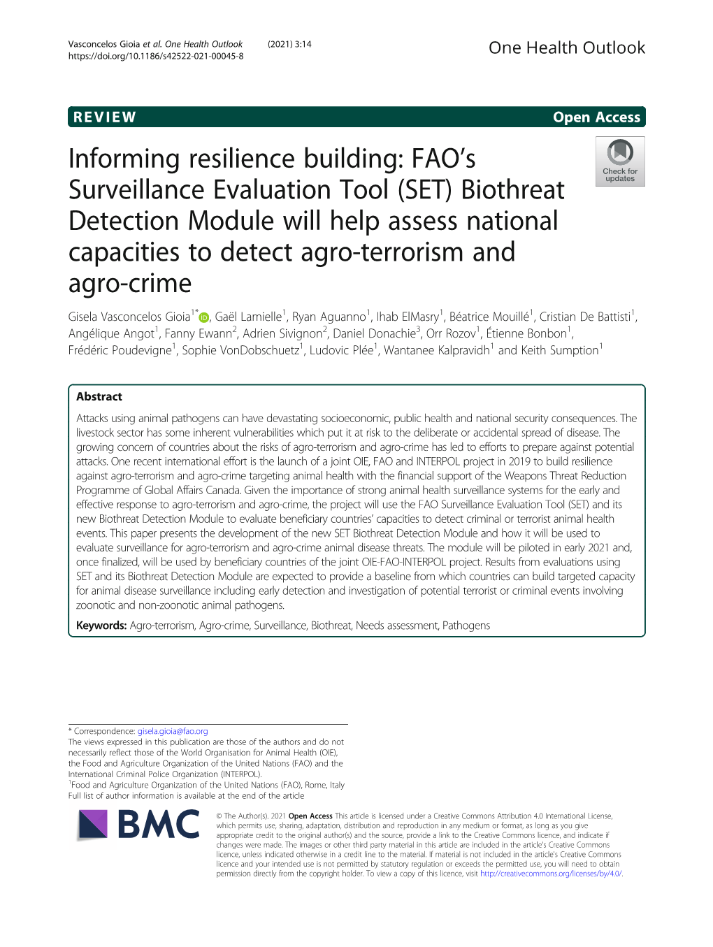 FAO's Surveillance Evaluation Tool (SET) Biothreat Detection Module